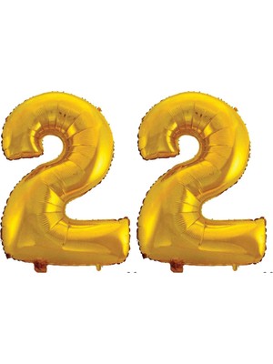 Ez Jet Ezjet  22 Yaş Sayı Folyo Balon Altın 90 cm