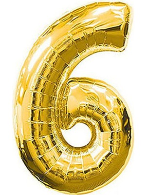 Ez Jet Ezjet  6 Rakam Gold Altın Folyo Balon Harfli Helyum Balon 100 cm Dev Boy