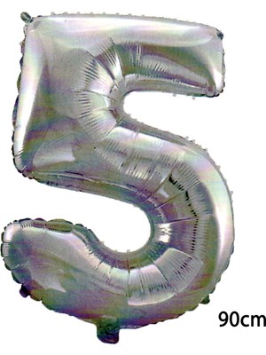 Ez Jet Ezjet  90 cm 5 Rakamı Folyo Balon Gümüş