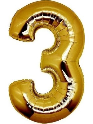 Ez Jet Ezjet  Balon Parti 3 Rakamı Altın Folyo Balon 102 cm