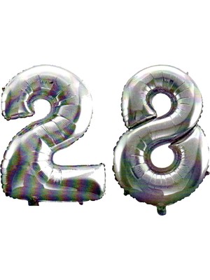 Ez Jet Ezjet  28 Yaş Sayı Folyo Balon Gümüş 90 cm