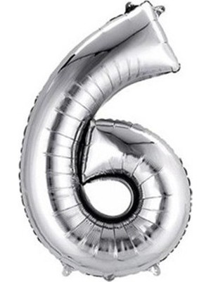 Ez Jet Ezjet  Balon Parti 6 Rakamı Gümüş Folyo Balon 102 cm