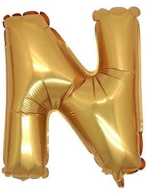 Ez Jet Ezjet  Gold Renk Folyo Balon N Harfli Helyum Balon 100 cm Dev Boy