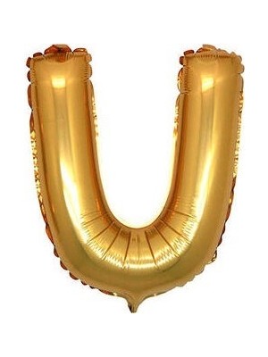 Ez Jet Ezjet  Gold Renk Folyo Balon U Harfli Helyum Balon 100 cm Dev Boy