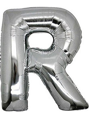 Ez Jet Ezjet  R Harf Silver Gümüş Folyo Balon Harfli Helyum Balon 100 cm Dev Boy