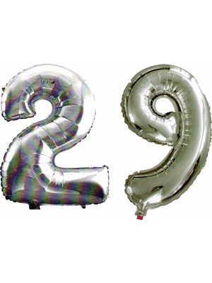 Fırsat Ayı Fırsatayı  29 Yaş Sayı Folyo Balon Gümüş 90 cm