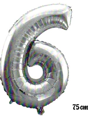 Fırsat Ayı Fırsatayı  75 cm 6 Rakam Folyo Balon Gümüş