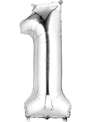 Fırsat Ayı Fırsatayı  Balon 1 Rakam Gümüş 100 cm