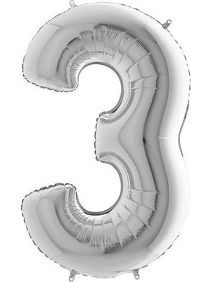 Fırsat Ayı Fırsatayı  Balon Parti 3 Rakamı Gümüş Folyo Balon 102 cm