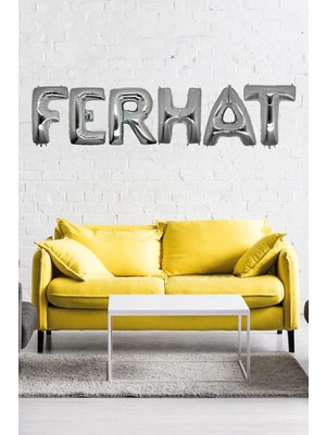 Pembecin Doğum Günü Ferhat Gümüş Harf Folyo Balon Set 40CM Isim Balon
