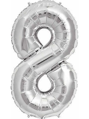 Pembecin  Gümüş Folyo Balon Sayılı Helyum Balon 100 cm Dev Boy 8