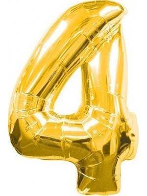 Pembecin  Rakam Folyo Balon 4 Rakamı Büyük Boy Balon Altın Sarısı /dore 100CM