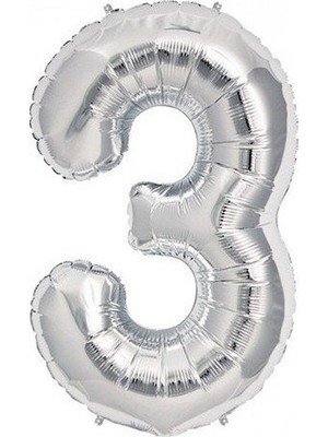 Pembecin Gümüş Folyo Balon 3 Rakamı