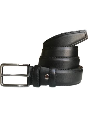 GoDeri Deri Kenarları Dikişli Siyah Klasik Kumaş Pantolon Kemeri 3,5 cm Erkekler İçin Yüksek Kalite