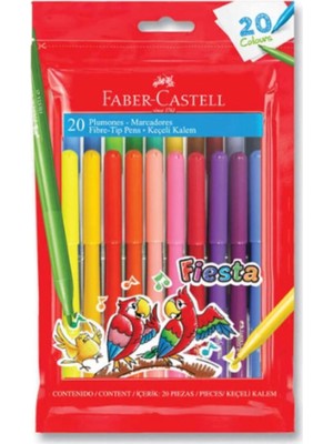 Faber-Castell Keçeli Kalem 20 Renk Faber Castell Fiesta Keçeli Boya Kalemi 20'li Paketli 20 Renk Faber Castell