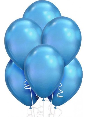 Pazariz Balon 100 Adet Metalize Balon Metalik Balon Mavi 16 Inç