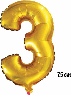 Pazariz  75 cm 3 Rakam Folyo Balon Altın