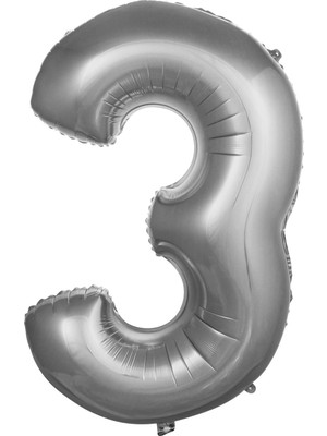 Pazariz  Balon 3 Rakam 76 cm Gümüş Folyo Balon 34 Inc