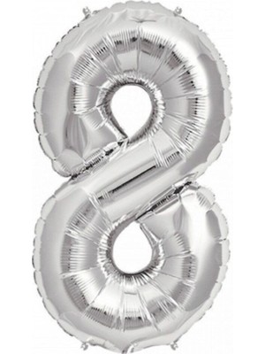 Pazariz  Balon 8 Rakamı Gümüş 100 cm Folyo Balon