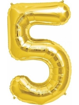 Pazariz  Rakam Folyo Balon 5 Rakamı Büyük Boy Balon Altın Sarısı /dore 100CM