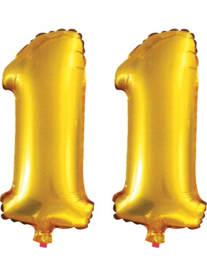 Ez Jet Ezjet  11 Yaş Sayı Folyo Balon Altın 90 cm