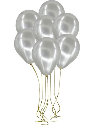 Ez Jet Ezjet  100'LÜ Lateks Metalik Balon Gümüş