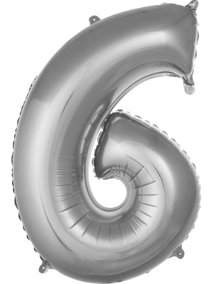 Ez Jet Ezjet  Balon 6 Rakam 76 cm Gümüş Folyo Balon 34 Inc