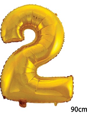 Ez Jet Ezjet  90 cm 2 Rakamı Folyo Balon Altın