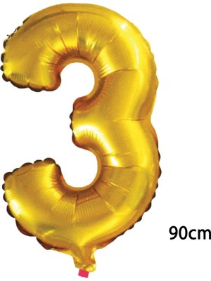 Ez Jet Ezjet  90 cm 3 Rakamı Folyo Balon Altın