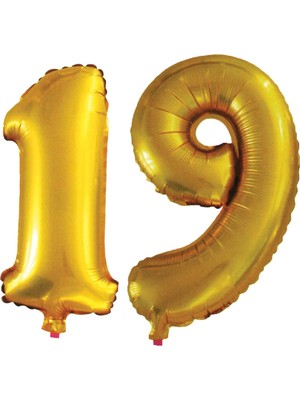 Ez Jet Ezjet  19 Yaş Sayı Folyo Balon Altın 90 cm