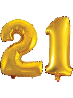 Ez Jet Ezjet  21 Yaş Sayı Folyo Balon Altın 90 cm