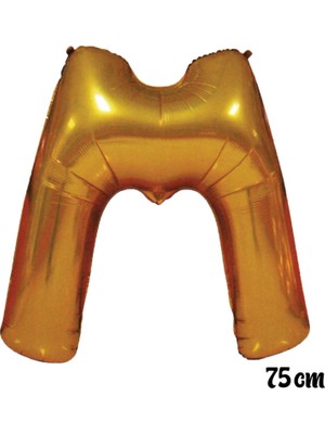 Ez Jet Ezjet  75 cm M Harfi Folyo Balon Altın