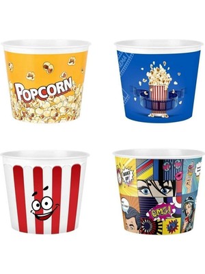 Vip Home Concept Cips ve Mısır Popcorn Kovası 4'lü Vip Mısır Kovası Karma