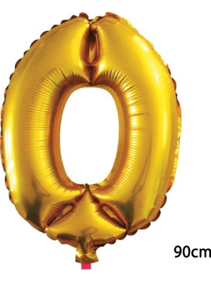 Pembecin  90 cm 0 Rakamı Folyo Balon Altın
