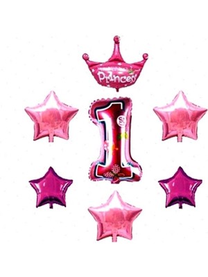 Pembecin  Folyo Set 1 Yaş Folyo Balon Set Yaşında Balon Seti Doğum Günü Süsleri