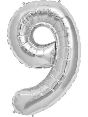 Pembecin  Balon 9 Rakamı Gümüş 100 cm Folyo Balon