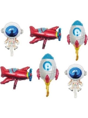 Ez Jet Ezjet  Folyo Balon Doğum Günü Balonu Parti Balonu 6 Lı Uzay Yolu Set