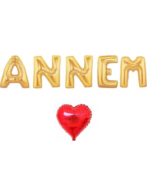 Fırsat Ayı Fırsatayı  Gold Annem Folyo Balon Seti ve Kalp Balon