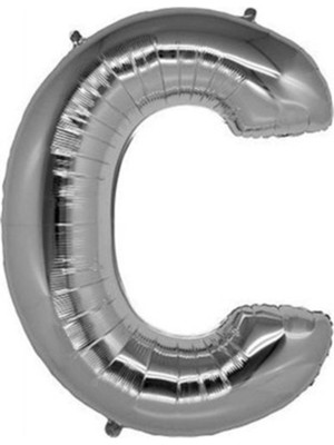 Ez Jet Ezjet  C Harf Silver Gümüş Folyo Balon Harfli Helyum Balon 100 cm Dev Boy