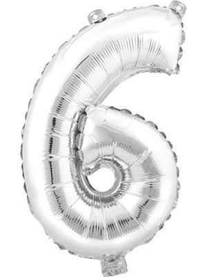 Fırsat Ayı Fırsatayı  6 (Gümüş) Rakam Folyo Balon - 90 cm - Gümüş Folyo Rakam Balon
