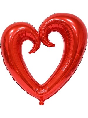 Pembecin Kıvrımlı Kalp Folyo Balon Kırmızı