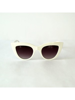 Mobgift Cat Eye Oval Güneş Gözlüğü (Beyaz)