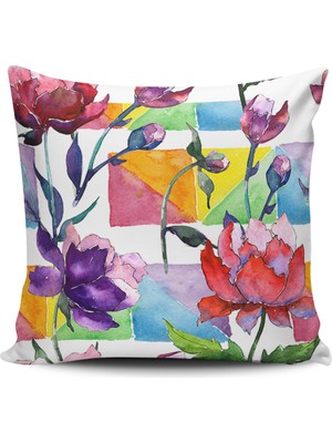 Alkan Homes Kırlent Dünyası Çiçek Desenli Dijital Baskılı Dekoratif Kırlent Kılıfı