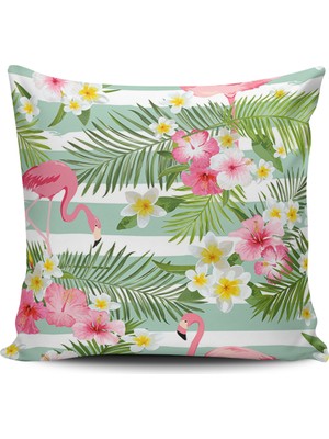 Alkan Homes Kırlent Dünyası Sevimli Flamingo Dijital Baskılı Kırlent Kılıfı