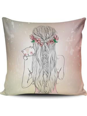 Alkan Homes Kırlent Dünyası Fashion Girl Dijital Baskılı Kırlent Kılıfı