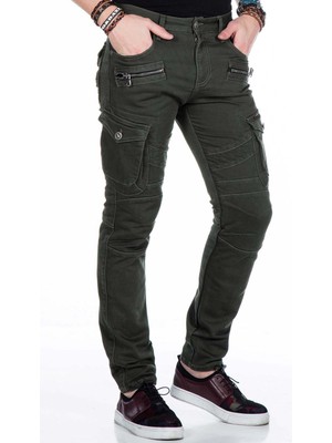 Cipo & Baxx CD424 Kargo Cepli Slim Fit Haki Erkek Pantolon