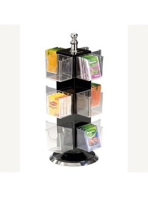 Zicco Akrilik 12 Gözlü Döner Poşet Çay Standı Siyah