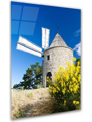 Glass Art Yel Değirmeni Dikey Cam Tablo