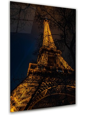 Glass Art Eyfel Kulesi Dikey Cam Tablo