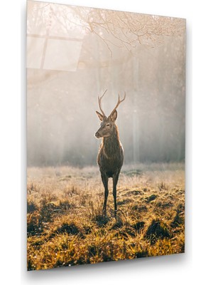 Glass Art Geyik Dikey Cam Tablo